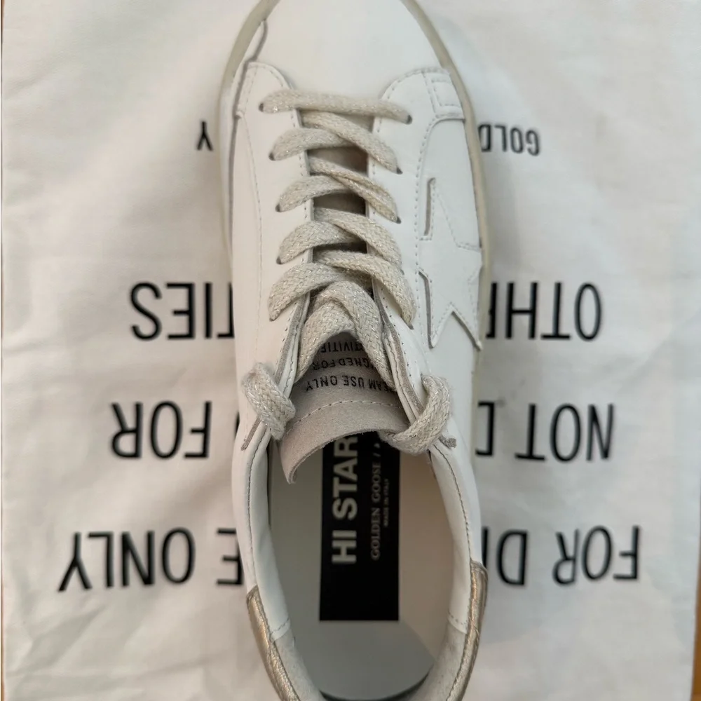 Worn once Golden Goose Hi Star Optic White Sneakers 37 - Picture 4 of 10